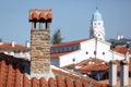 Red tiled roofs with stone chimneys Royalty Free Stock Photo