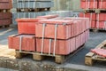 Tiles piled in pallets warehouse paving slabs the factory for its production