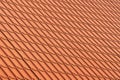 Red tiles roof. Red corrugated tile element of roof. The texture of the roof Royalty Free Stock Photo