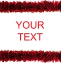 Red tinsel frame isolated on white Royalty Free Stock Photo