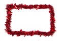 Red Tinsel with Hearts Border Frame Royalty Free Stock Photo