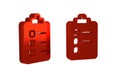 Red To do list or planning icon isolated on transparent background.