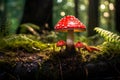 Red toadstool forest plant. Generate Ai Royalty Free Stock Photo