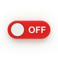 Red Toggle Switch in the OF Position with White Circle and Text on a White Background button Royalty Free Stock Photo