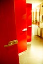 Red toilet doors