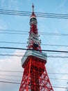 Tokyo tower and electric wires Royalty Free Stock Photo