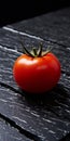 Red Tomato On Countertop: A Visually Tactile Tabletop Photography