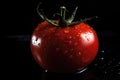 Red Tomato With Drops On Black Gradient Background. Generative AI Royalty Free Stock Photo