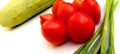 Red tomato garlic cucumber side image Royalty Free Stock Photo