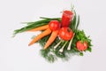 red tomato and parsley on the white background