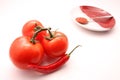 Red tomato and peper with ketchup Royalty Free Stock Photo