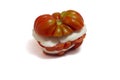 Red tomato from salad cut with mozzarella