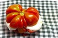 Red tomato from salad cut with mozzarella