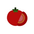 Red tomato with sliced slice vector icon. Useful vegetable food illustration