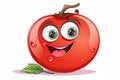 Red tomato with a smile on a white background. Children\'s illustration. Generative AI Royalty Free Stock Photo