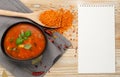Red Tomato Soup with Barley, Potato, Carrot, Cabbage and Cereals Royalty Free Stock Photo