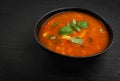 Red Tomato Soup with Barley, Potato, Carrot, Cabbage and Cereals Royalty Free Stock Photo