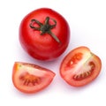 Red tomato vegetable with cut isolated on white Royalty Free Stock Photo