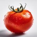 Red Tomato in Water Droplets