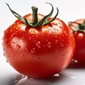 Red Tomato in Water Droplets