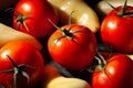 red tomato white pepper on wood