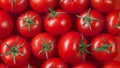 Red tomatoes background. top view