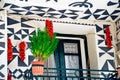 Black and white decorative drawings at Pyrgi village in Chios, Greece Royalty Free Stock Photo