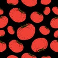 Red tomatoes pattern on a black background