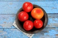 Red tomatoes are prepared for blanching Royalty Free Stock Photo