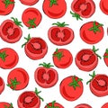 Red tomatoes seamless pattern. Hand drawn vector background Royalty Free Stock Photo