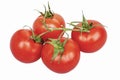 Red tomatoes on a table on a white background