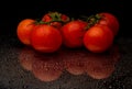 Red tomatos in water drop Royalty Free Stock Photo