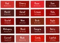 Red Tone Color Shade Background with Code and Name