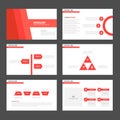 Red tone Infographic elements icon presentation template flat design set for advertising marketing brochure flyer