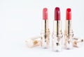 Red tone lipsticks Royalty Free Stock Photo