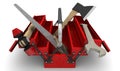 Red tool box with tools Royalty Free Stock Photo