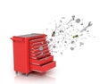 Red tool box from which emerge the tools Royalty Free Stock Photo