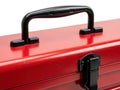 Red toolbox handle and lock, isolated on white background Royalty Free Stock Photo