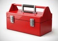 Red toolbox with a sleek design, featuring a sturdy black and silver Royalty Free Stock Photo