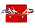 Red toolbox with tools Royalty Free Stock Photo