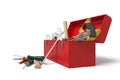 Red toolbox with tools spilling out Royalty Free Stock Photo