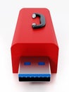 Red toolbox with usb 3.0 plug. 3D illustration Royalty Free Stock Photo