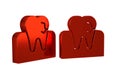 Red Tooth with caries icon isolated on transparent background. Tooth decay.