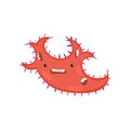 Red toothy viruses or bacteria emoticon character of infection or illness in microbiology against white Royalty Free Stock Photo