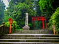 Red Tori Gate at Fushimi Inari Shrine, with stoned stairs located in Kyoto, Japan Royalty Free Stock Photo