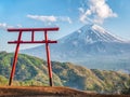 Red torii of Chureito temple with Mountain Fuji as background Royalty Free Stock Photo