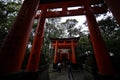 The red torii gates walkway path at fushimi inari taisha shrine the one of attraction landmarks for tourist in Kyoto Japan 11 14 Royalty Free Stock Photo