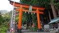 Red Torii at Nachi falls shrine in Japan Royalty Free Stock Photo