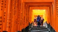 Red torii shrine at Fushimi Inari temple, Kyoto Japan