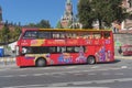 Red tourist double-decker bus against the background of St. Basi Royalty Free Stock Photo